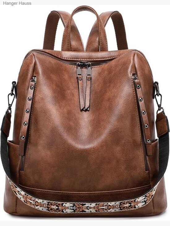 Vegan Leather Fashion Backpack Purse for Women Travel Laptop Bookbag main image 4